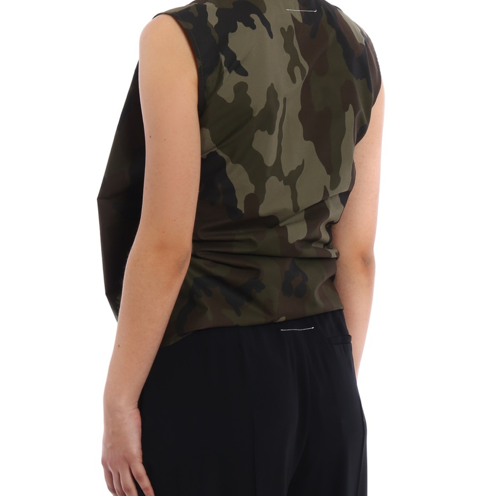 Mm6 Maison Margiela Camouflage Sleeveless Wrap Top with Bow - Size 44 IT - Picture 5 of 15